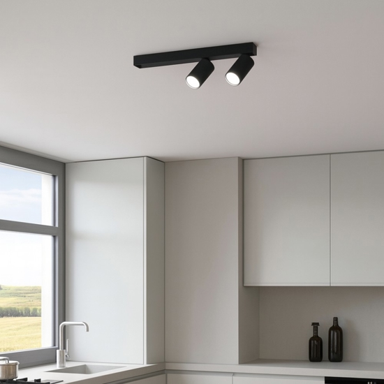 Ideal lux profilo pl2 nero plafoniera con faretti orientabili