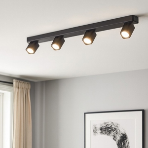 Rudy pl4 square ideal lux plafoniera da cucina nera con 4 faretti orientabili