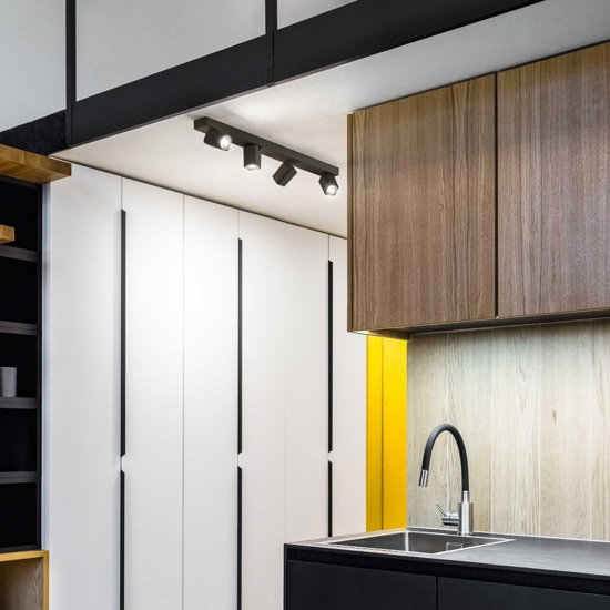 Rudy pl4 square ideal lux plafoniera da cucina nera con 4 faretti orientabili