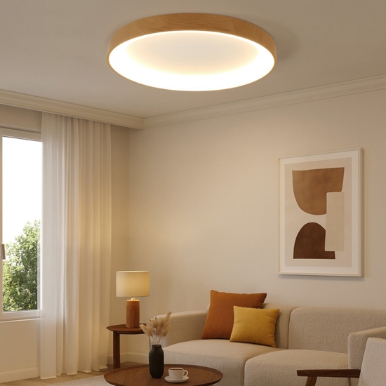 Plafoniera cerchio effetto legno led 2700k a 5000k
