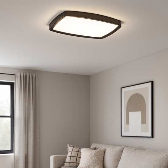 Linea light reiki plafoniera moderna nera led 42w 3000k quadrata