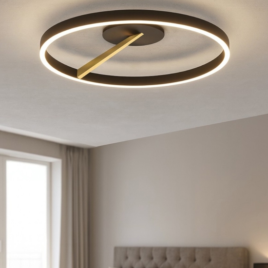Plafoniera rotonda nero e oro led da 3000k a 6000k con telecomando