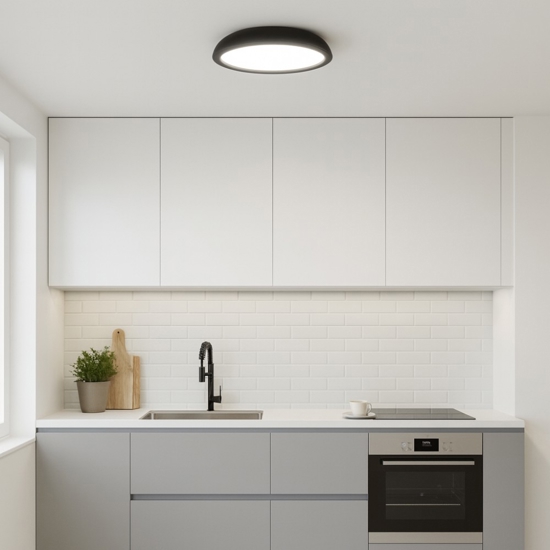 Isyluce zenal plafoniera per cucina led 3000k 4000k dimmerabile nera rotonda