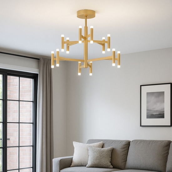 Candles perenz plafoniera oro spazzolato led 3000k dimmerabile