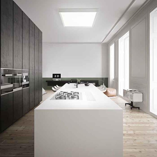 Plafoniera led 31w 3000k da cucina quadrata bianca linea light tara q