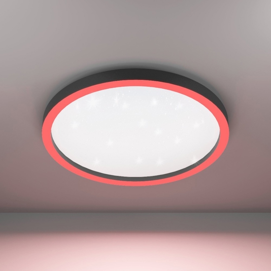 Montemorelos z eglo plafoniera smart nera effetto cristallo led rgb cct 2700k a 6500k