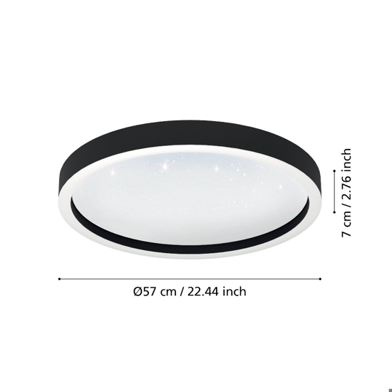 Montemorelos z eglo plafoniera smart nera effetto cristallo led rgb cct 2700k a 6500k