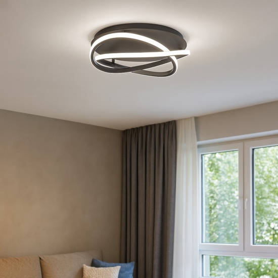 Gea luce atia plafoniera moderna led 40w 3000k nera design originale