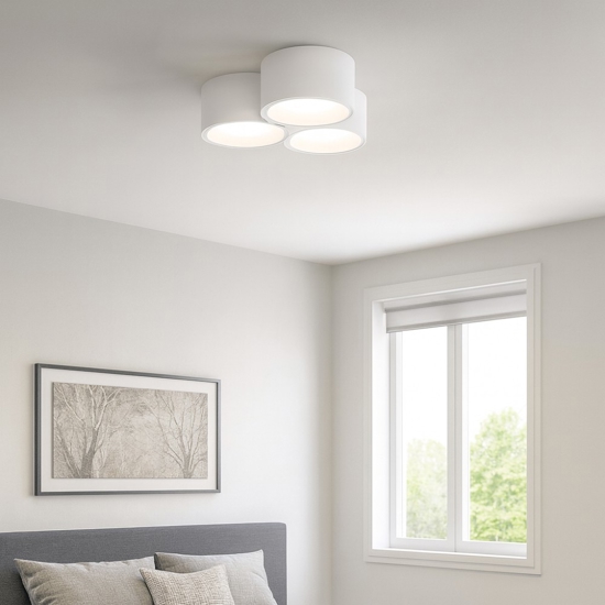 Plafoniera di gesso bianco 3 luci a soffitto sforzin nasso