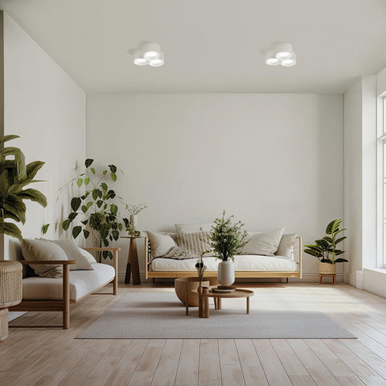 Plafoniera di gesso bianco 3 luci a soffitto sforzin nasso