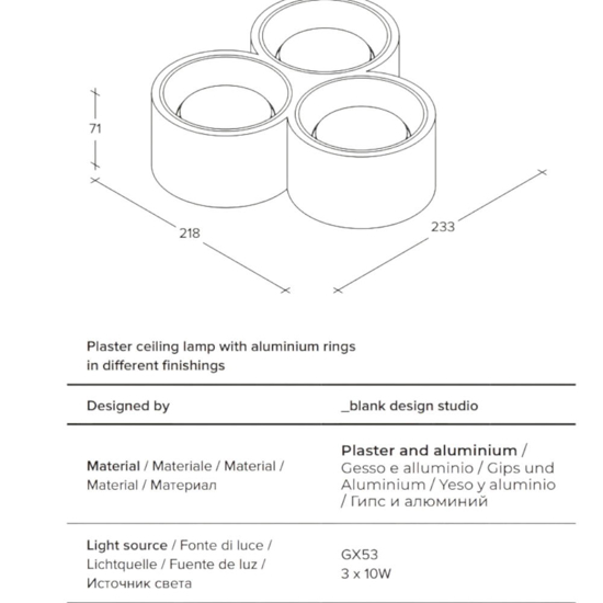 Plafoniera di gesso bianco 3 luci a soffitto sforzin nasso