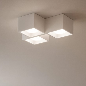 Sforzin plafoniera di gesso nasso 3 luci quadrate bianca