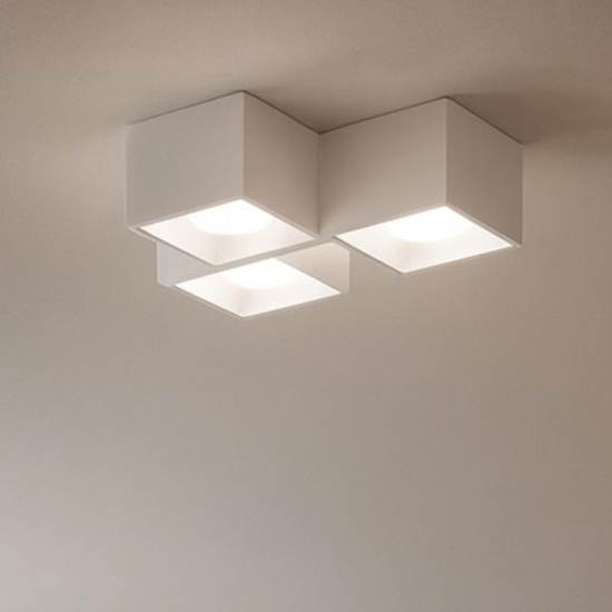 Sforzin plafoniera di gesso nasso 3 luci quadrate bianca