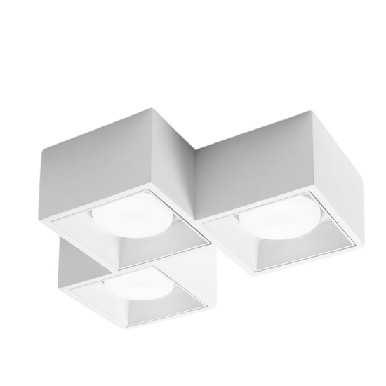 Sforzin plafoniera di gesso nasso 3 luci quadrate bianca