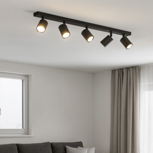 Toplight plafoniera per cucina moderna nera 5 luci orientabili