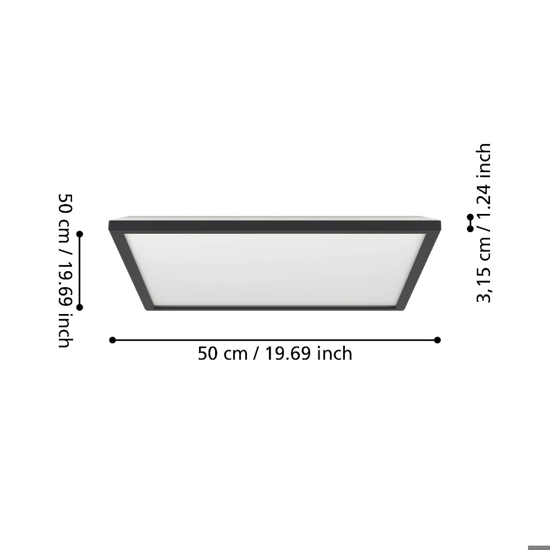 Rovito z eglo plafoniera da bagno ip44 nera minimal led rgb cct 2700k a 6500k