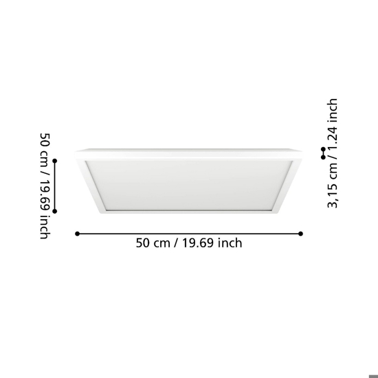 Rovito z eglo plafoniera quadrata da bagno led rgb 2700k a 6500k ip44