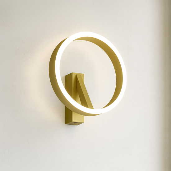 Applique moderna led 3000k oro criseide gea luce biemissione dimmerabile