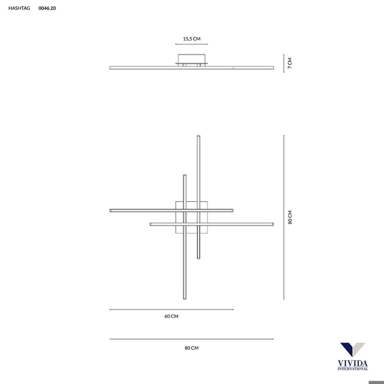 Plafoniera a led 42w 3000k bianca vivida international hashtag