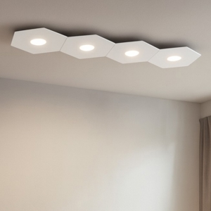 Toplight hexagon plafoniera bianca 6 lampade intercambiabili rettangolare da cucina