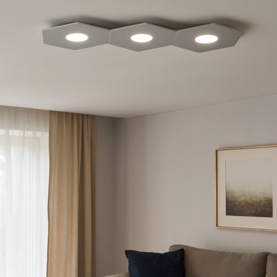 Toplight hexagon plafoniera moderna grigio