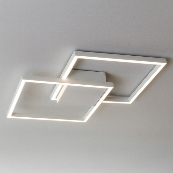 Plafoniera quadrata led 3000k 25w per cucina moderna bianca