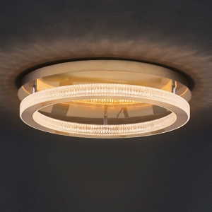 Plafoniera oro per soggiorno cerchio led stile contemporaneo