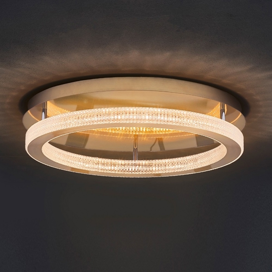 Plafoniera oro per soggiorno cerchio led stile contemporaneo