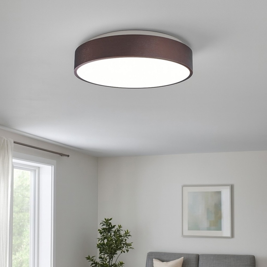 Plafoniera rotonda cerchio 38 cm led 3000k marrone moderna