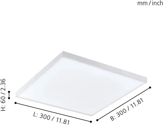 Eglo turcona plafoniera led 30x30 11w 4000k quadrata moderna bianca