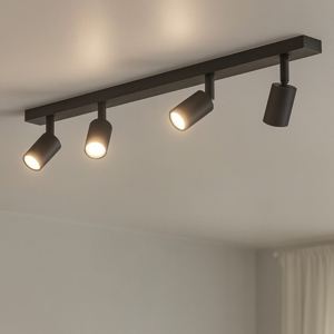 Plafoniera nera per cucina 4 faretti orientabili toplight