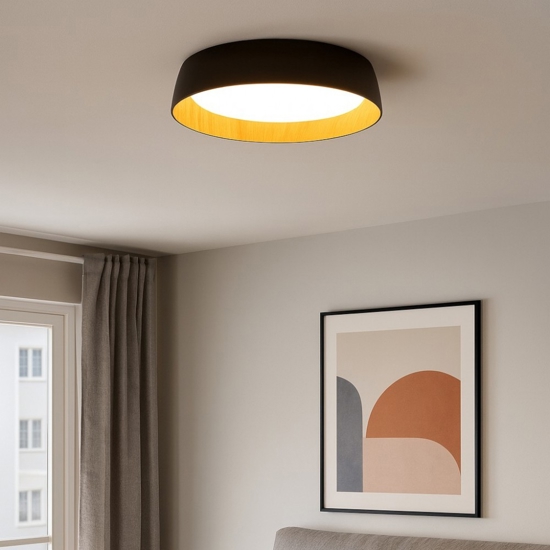Plafoniera per cucina led 50w 3000k nera effetto legno dimmerabile
