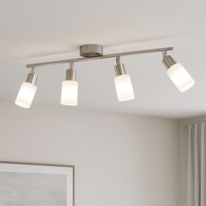 Plafoniera con 4 faretti led orientabili vetri bianchi