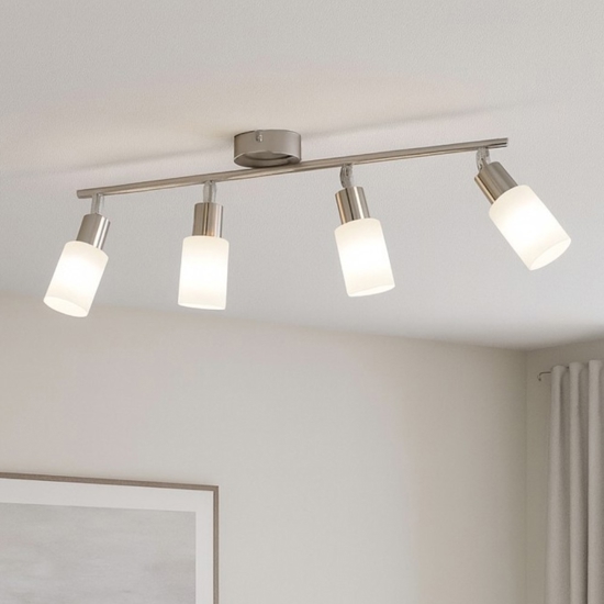 Plafoniera con 4 faretti led orientabili vetri bianchi