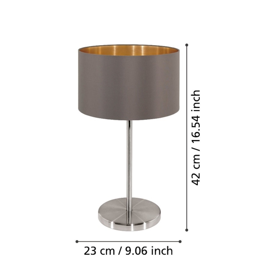 Maserlo eglo lampada da tavolo con interno paralume colore oro