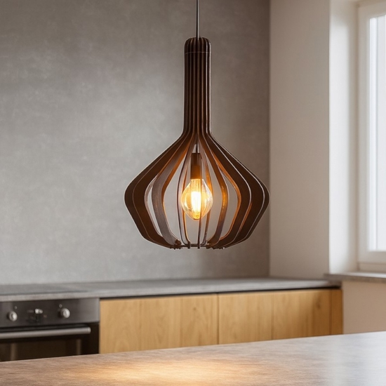 Velasco eglo lampada a sospensione per cucina in legno colore nero