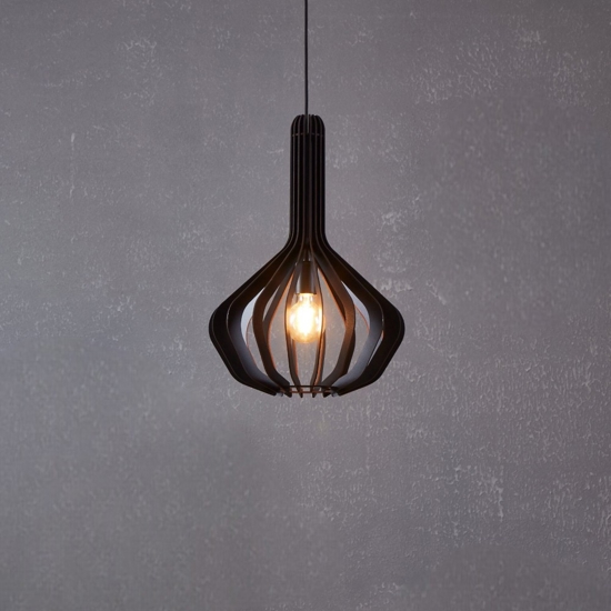 Velasco eglo lampada a sospensione per cucina in legno colore nero