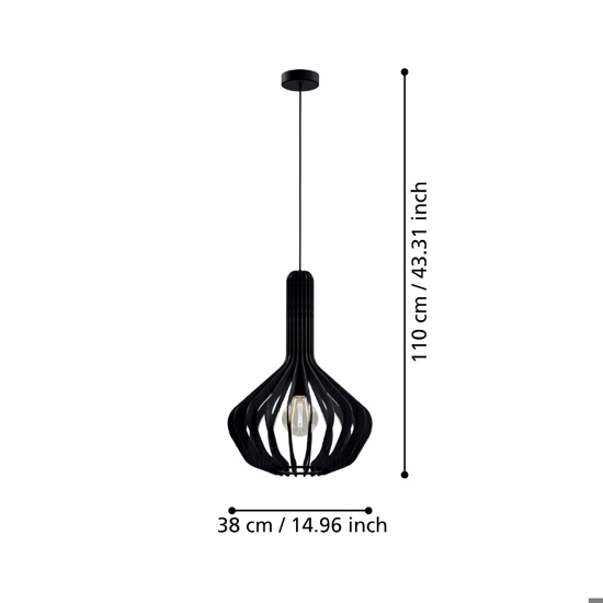 Velasco eglo lampada a sospensione per cucina in legno colore nero