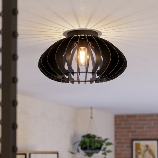Cossano 3 eglo plafoniera moderna in legno nero sagomato