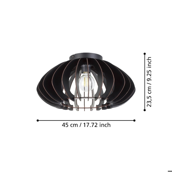 Cossano 3 eglo plafoniera moderna in legno nero sagomato