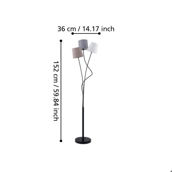 Maronda eglo lampada da terra 3 luci con portalampada multicolor