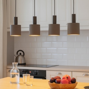 Concessa 1 eglo lampadario per tavolo cucina con 4 paralumi in tessuto