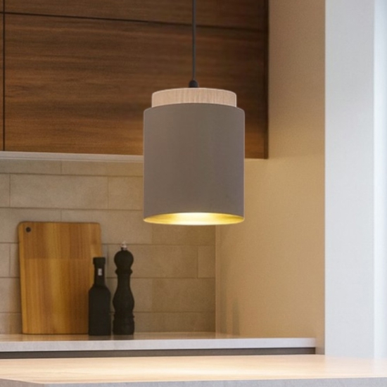 Albariza eglo lampada a sospensione per cucina con dettagli in legno