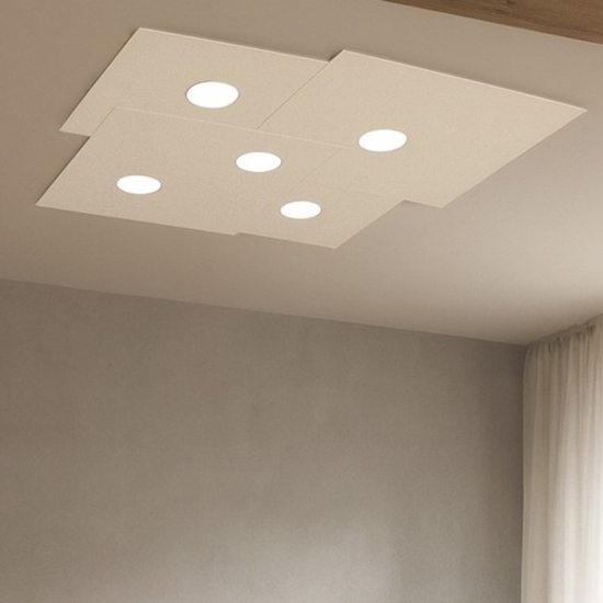 Plafoniera per cucina moderna squadrata sabbia toplight plate
