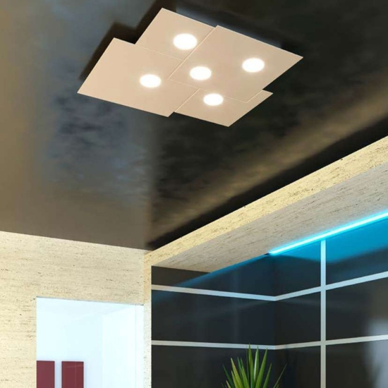 Plafoniera per cucina moderna squadrata sabbia toplight plate