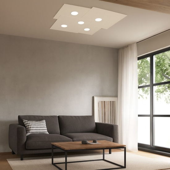 Plafoniera per cucina moderna squadrata sabbia toplight plate