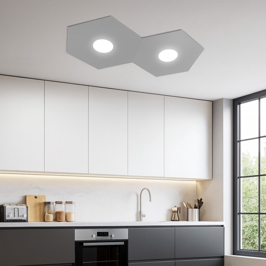 Top light plafoniera moderna grigio esagoni