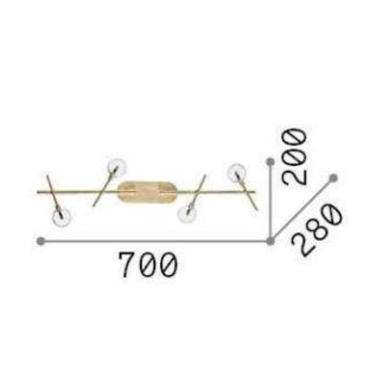 Maracas pl4 plafoniera ottone oro luci orientabili ideal lux