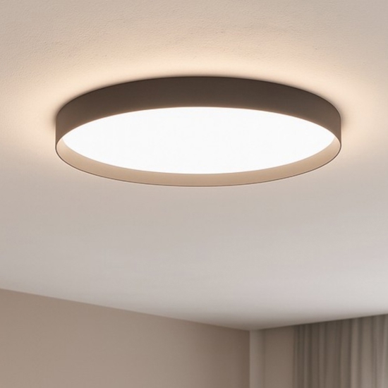 Ideal lux plafoniera da soffitto fly pl d45 rotonda nera diametro 45cm led 26w 3000k
