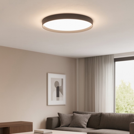 Ideal lux plafoniera da soffitto fly pl d45 rotonda nera diametro 45cm led 26w 3000k